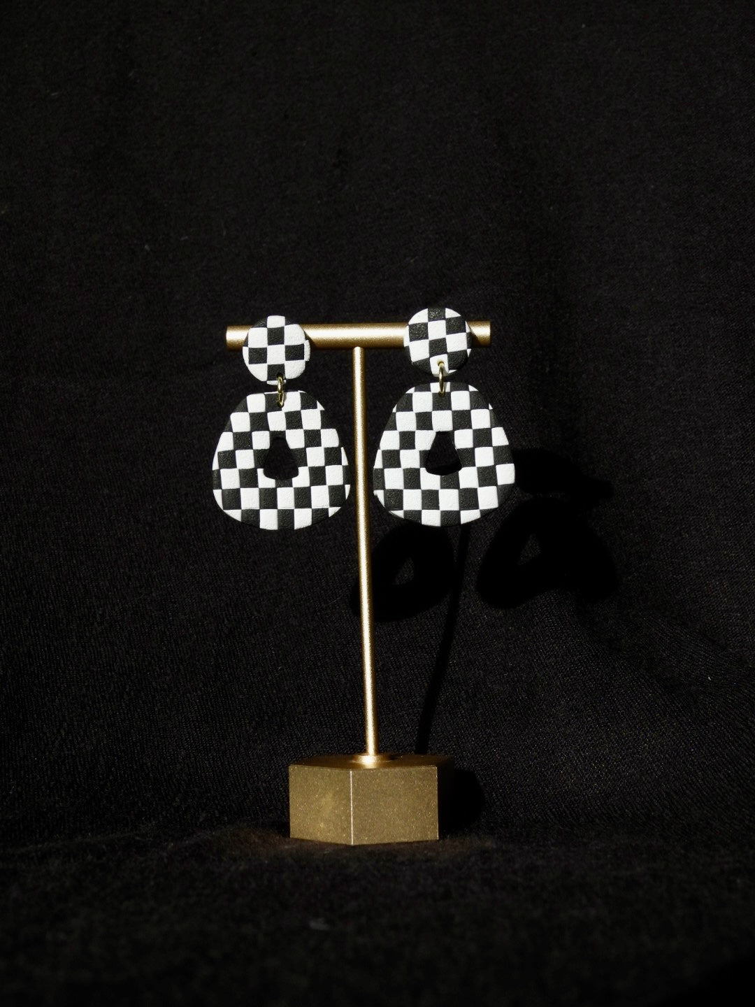 checkered retro earring
