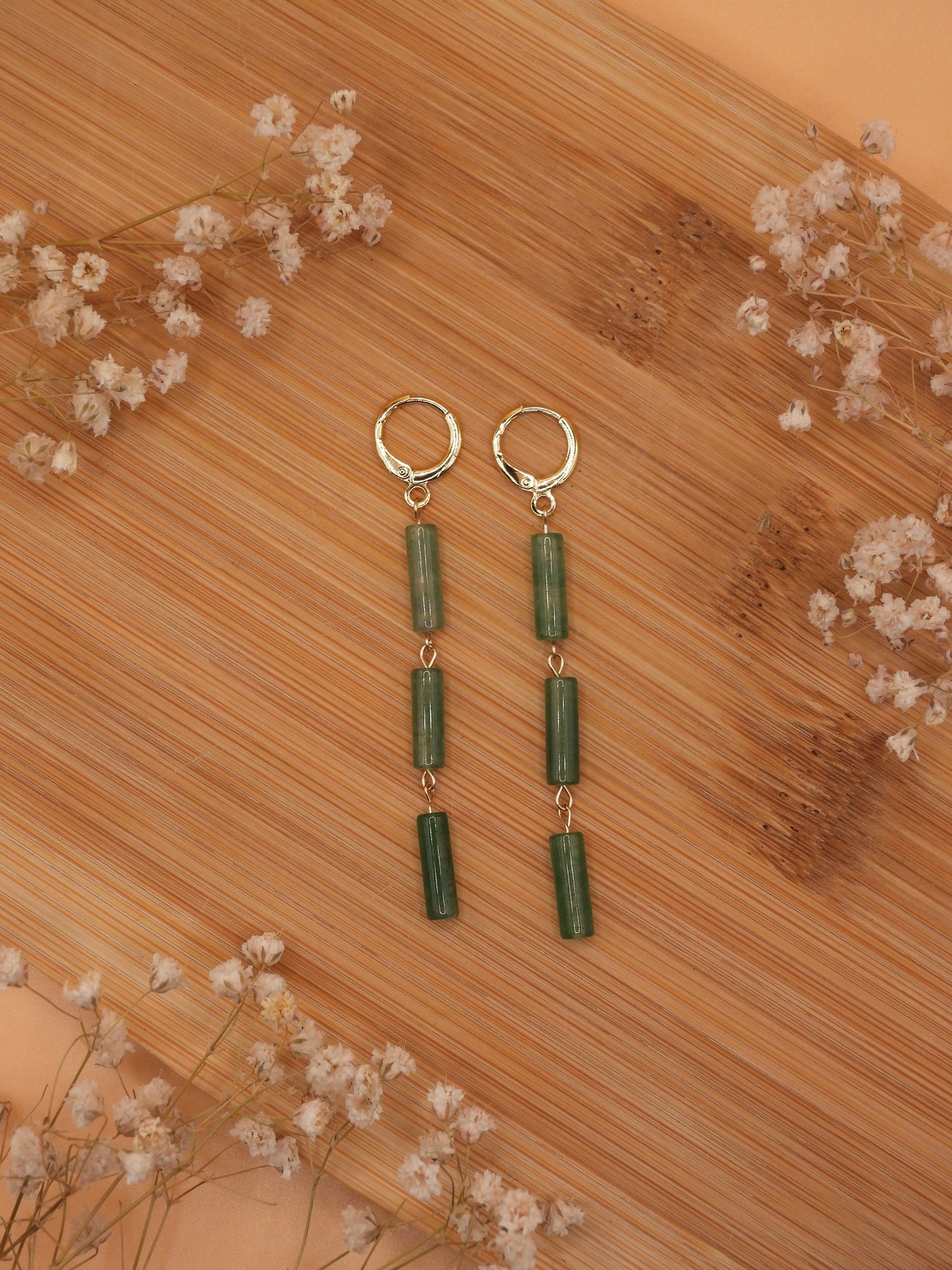 green aventurine trio earring