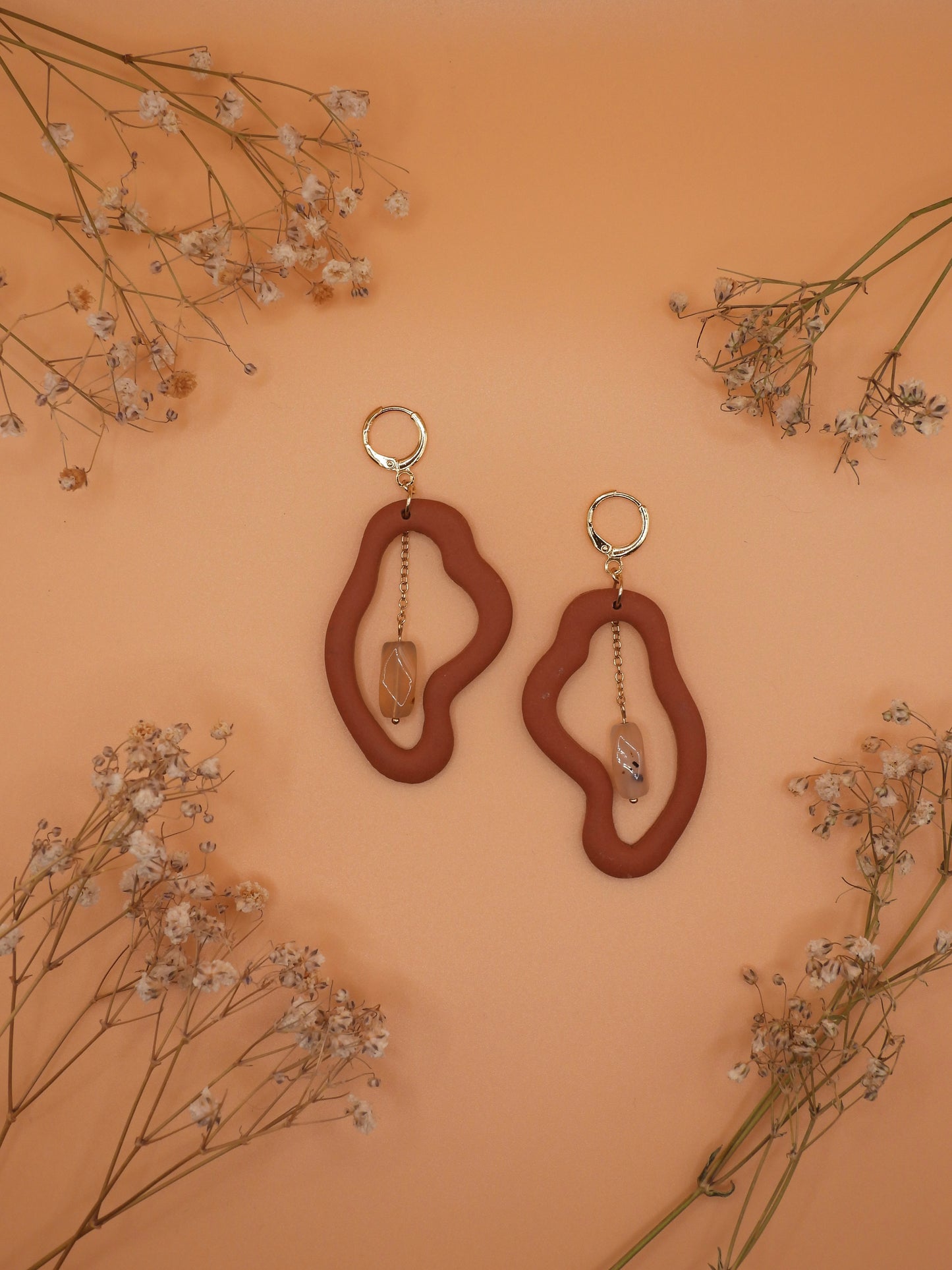 carnelian & clay earring