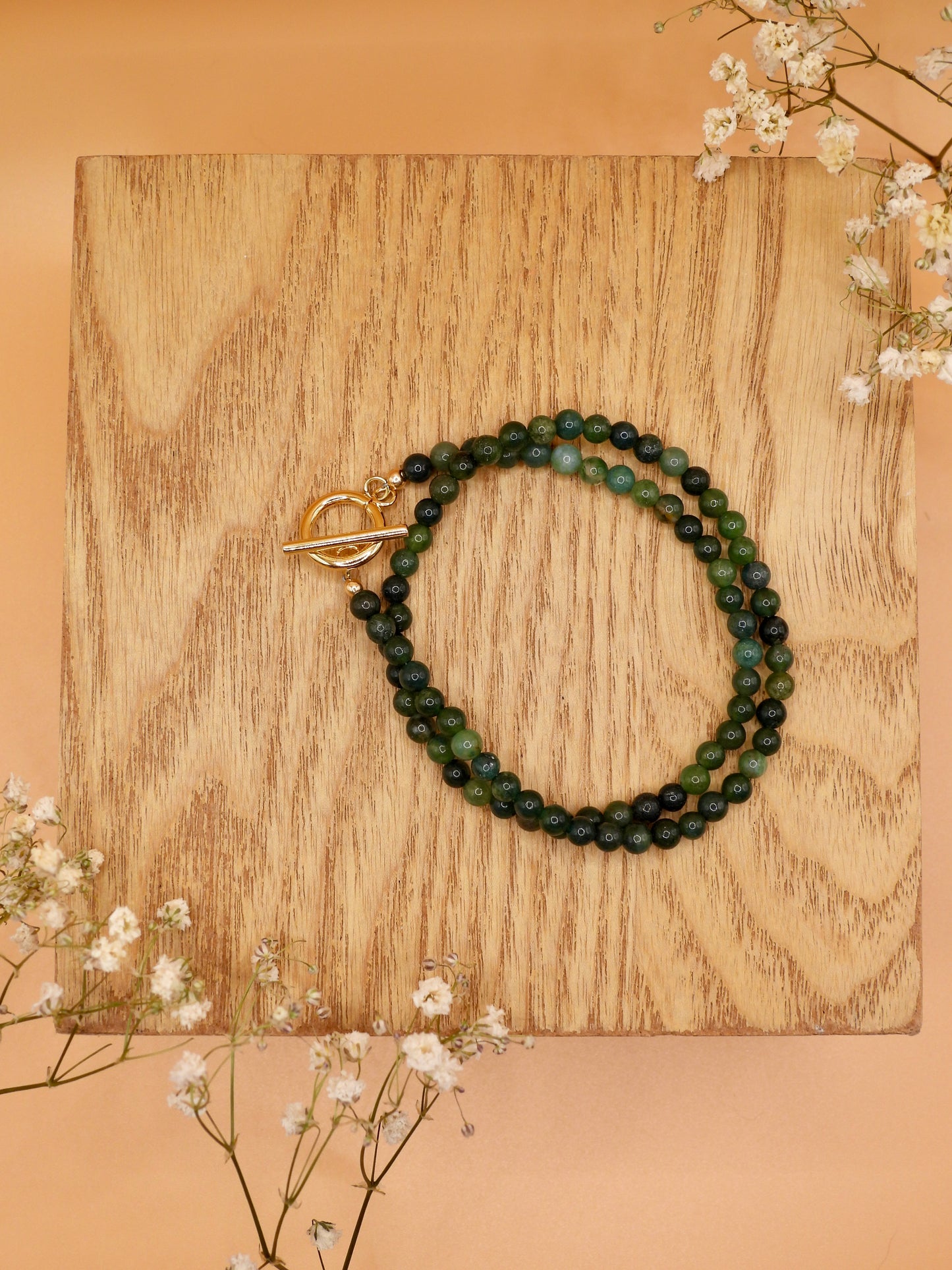 moss agate infinity bracelet