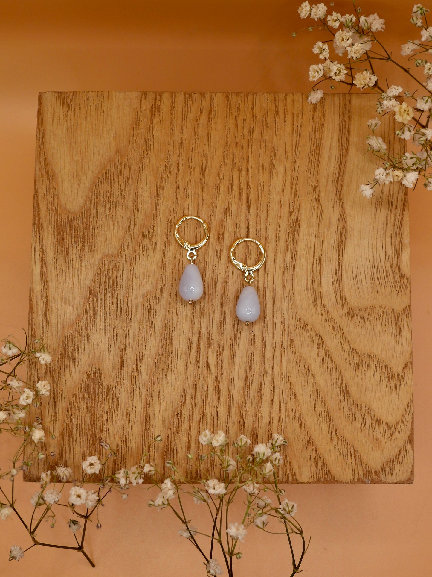 blue lace agate teardrop earring