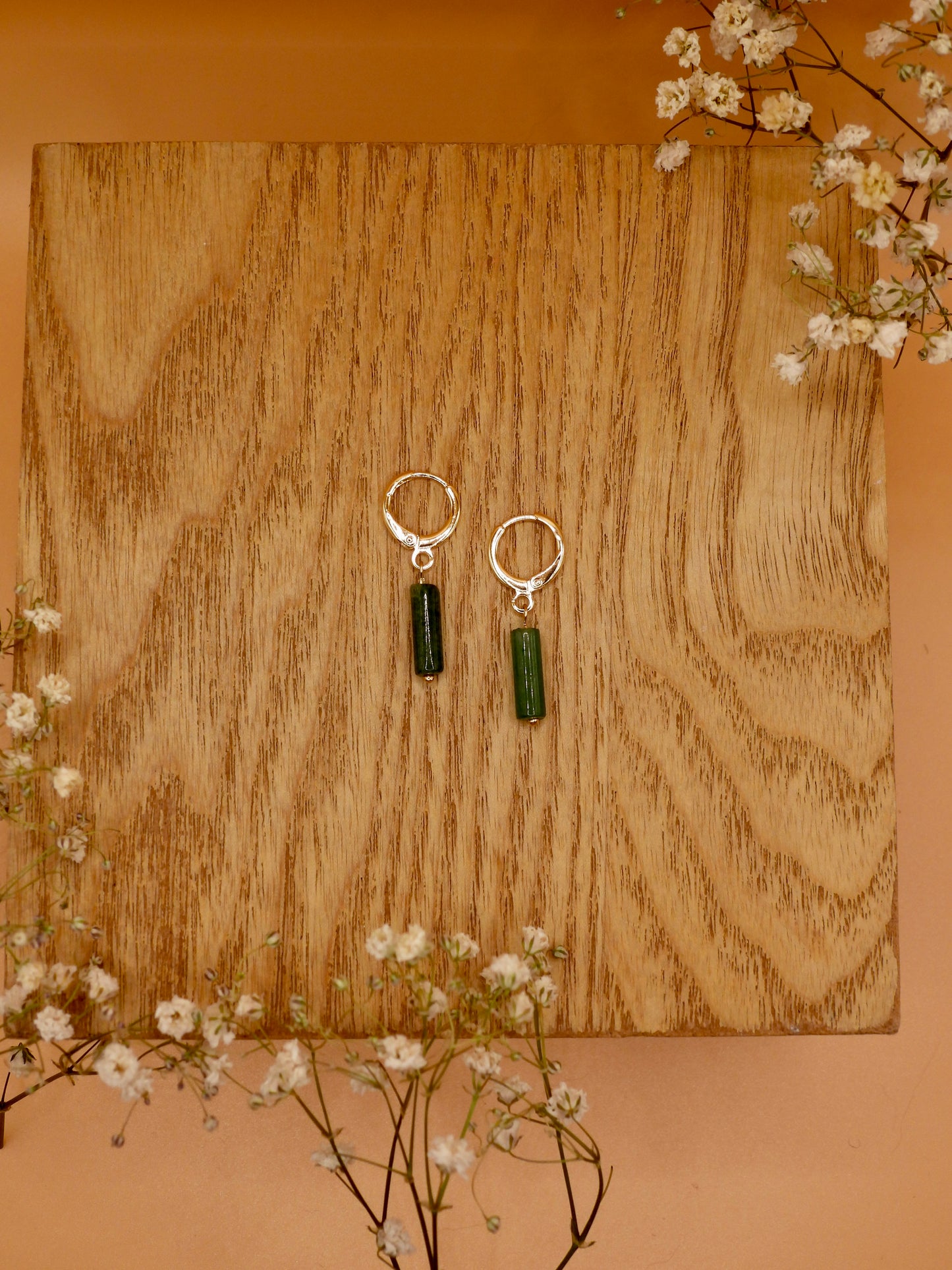 green aventurine rod earring