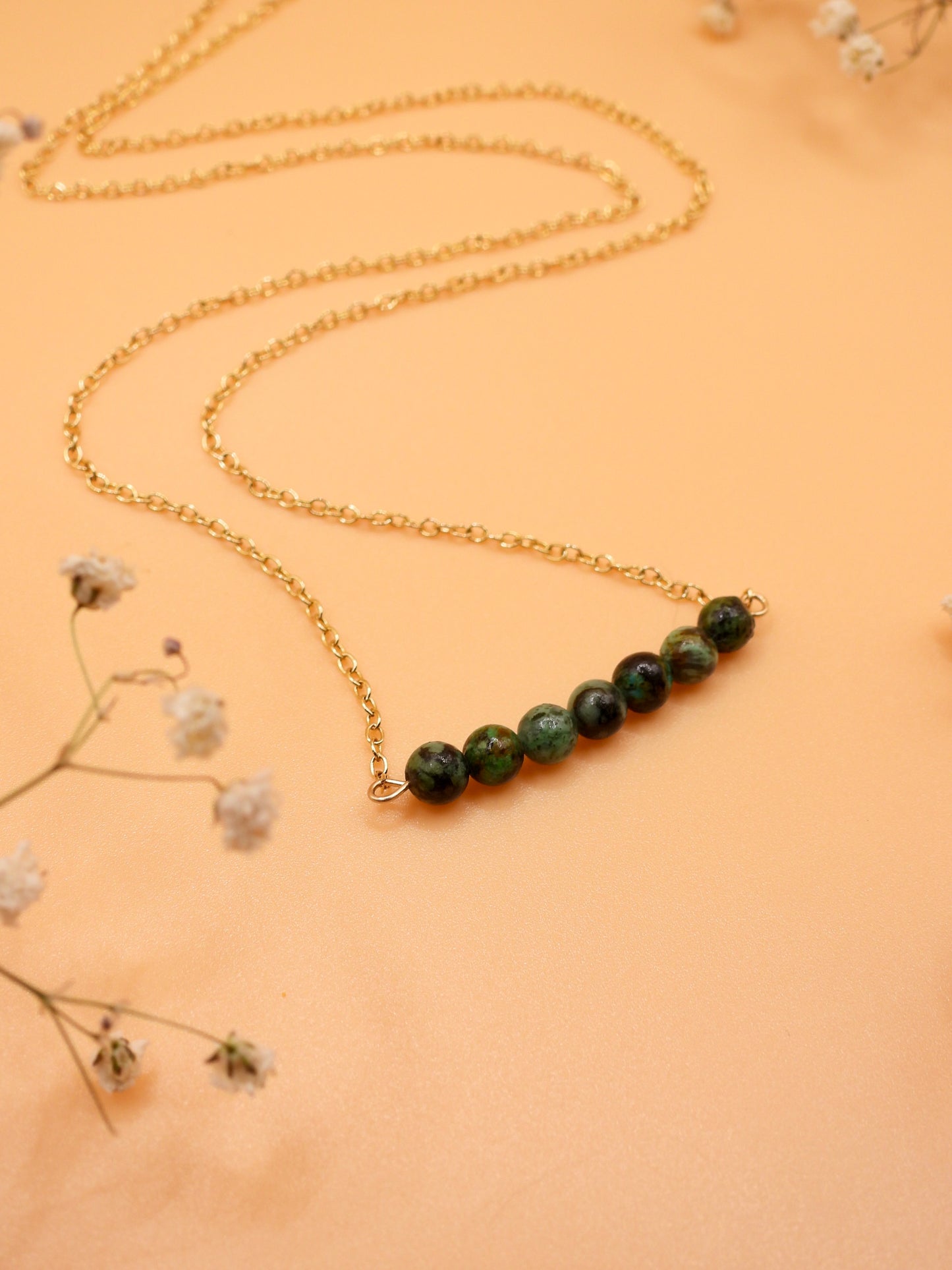 african turquoise bar necklace