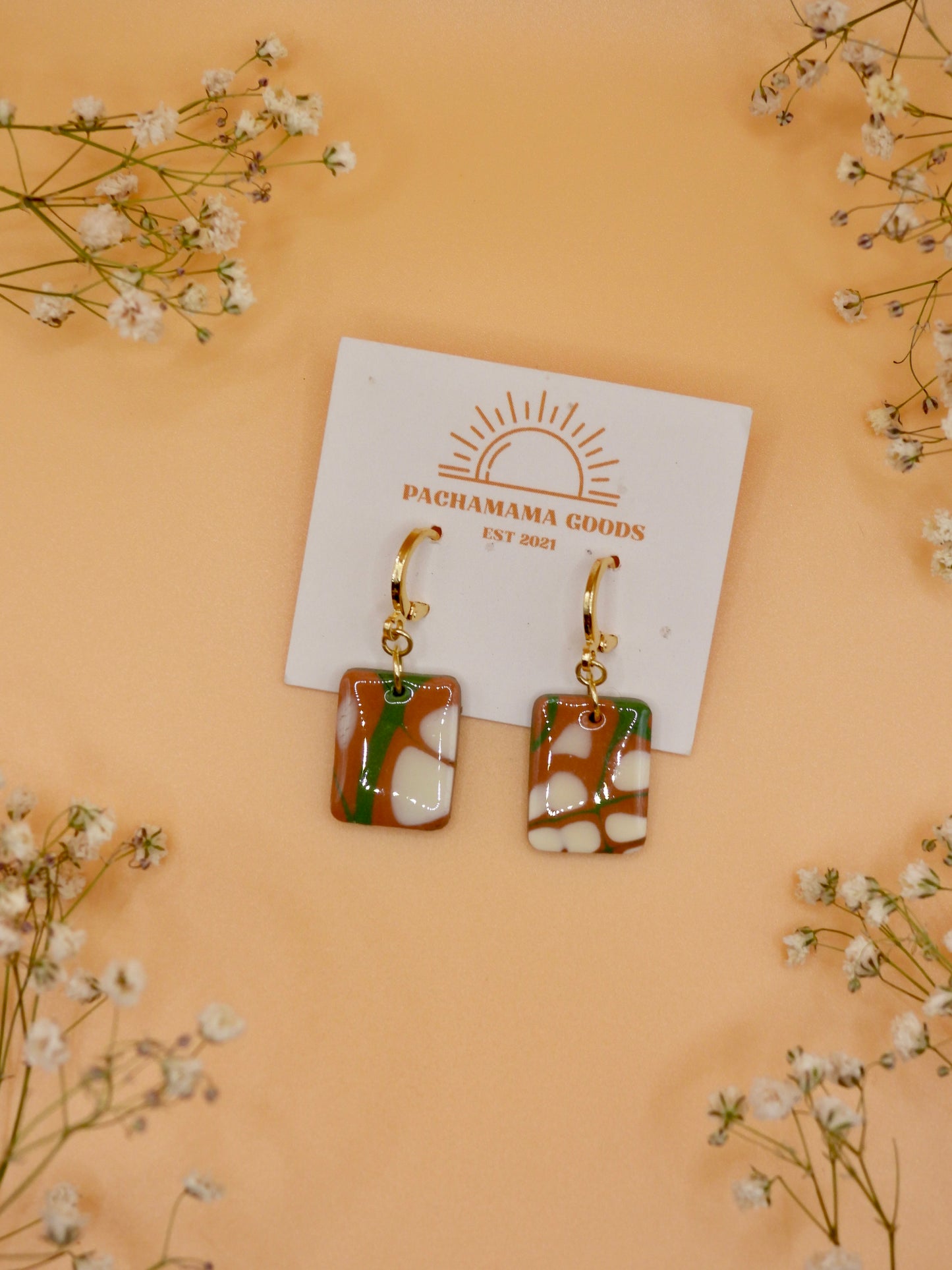 earth mosaic earring