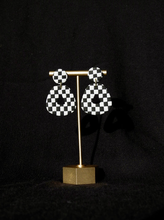 checkered retro earring