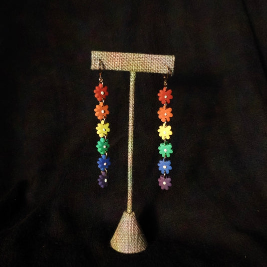 rainbow flower dangle earring
