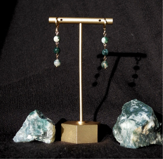 fancy moss agate earring