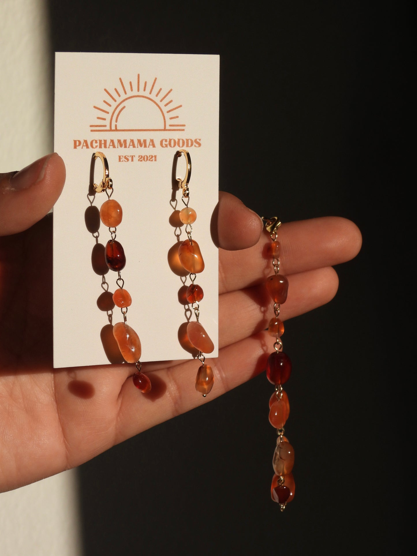 chunky carnelian earring
