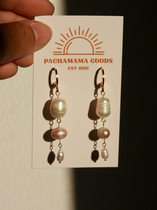 pink + white pearl earring