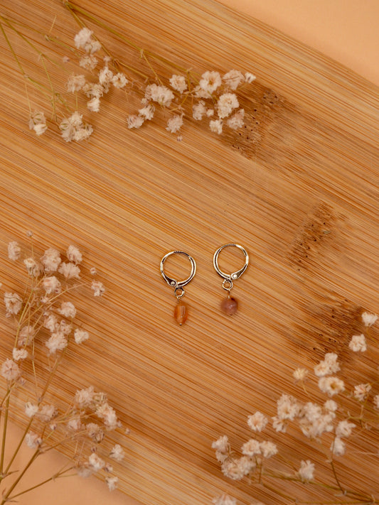 mini carnelian pebble earring