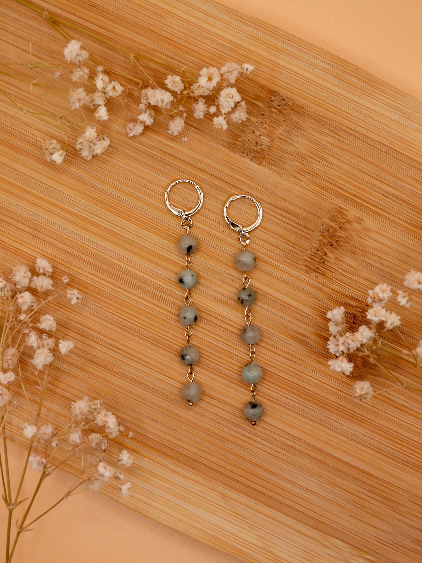 kiwi jasper chain earring