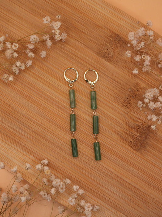 green aventurine trio earring