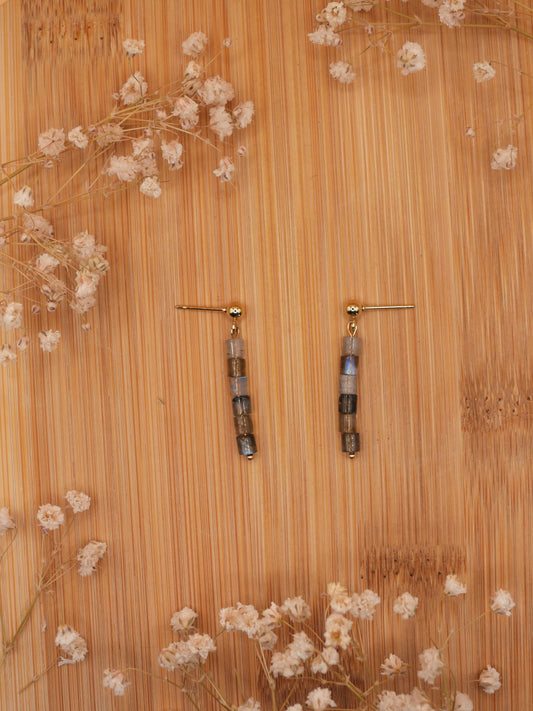 labradorite stacked rod earring