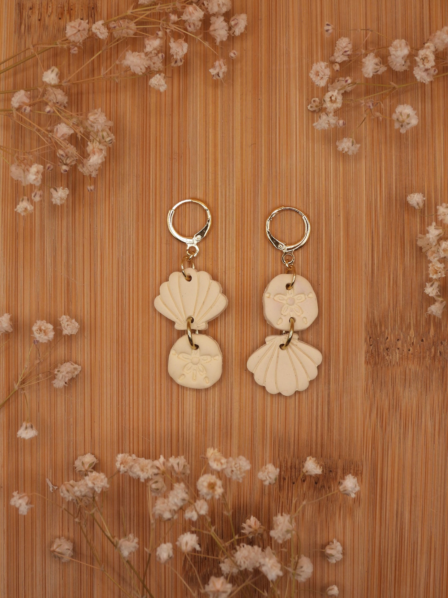 sand dollar + shell earring