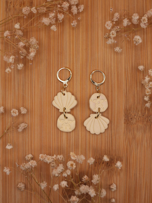 sand dollar + shell earring