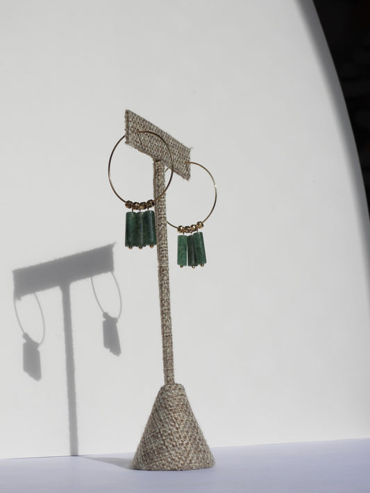 green aventurine hoop earring