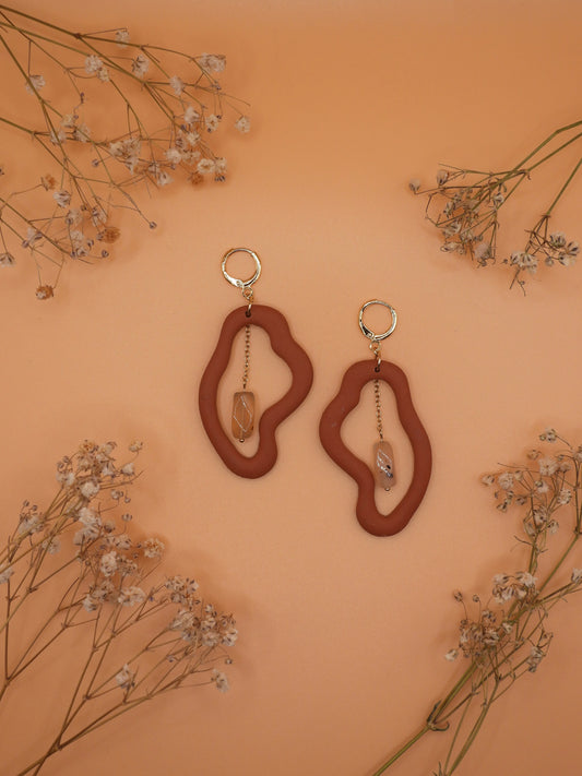 carnelian & clay earring