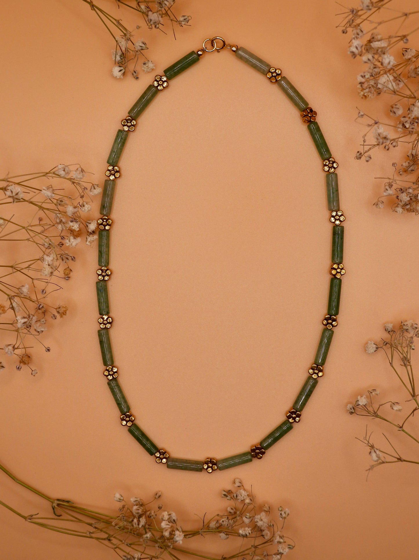 green aventurine flower necklace