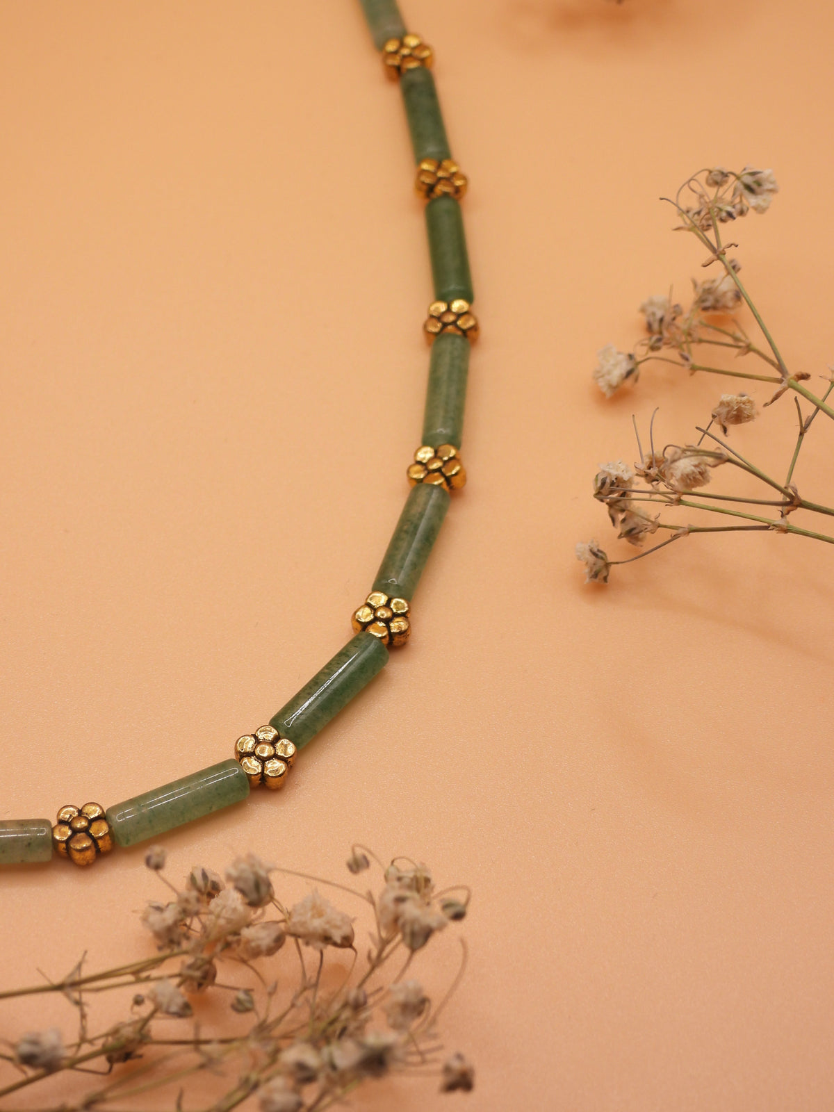 green aventurine flower necklace