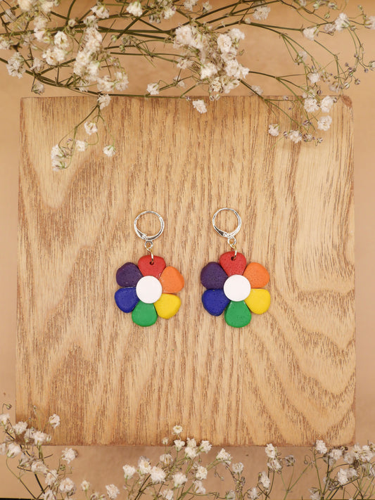 rainbow flower earring