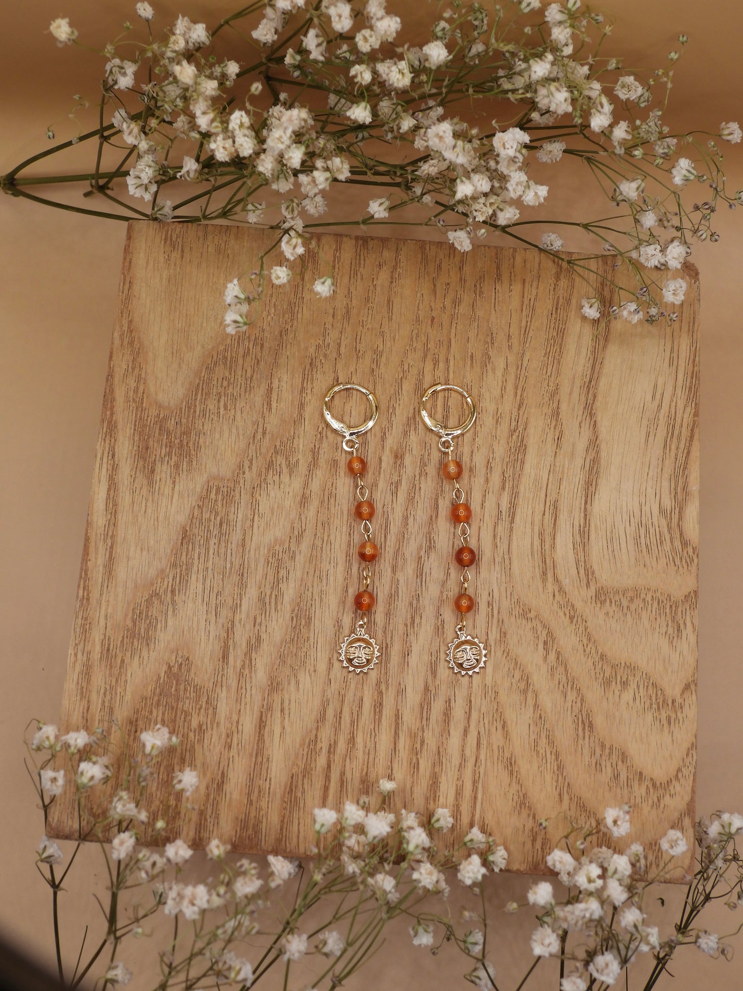 carnelian sun dangle earring
