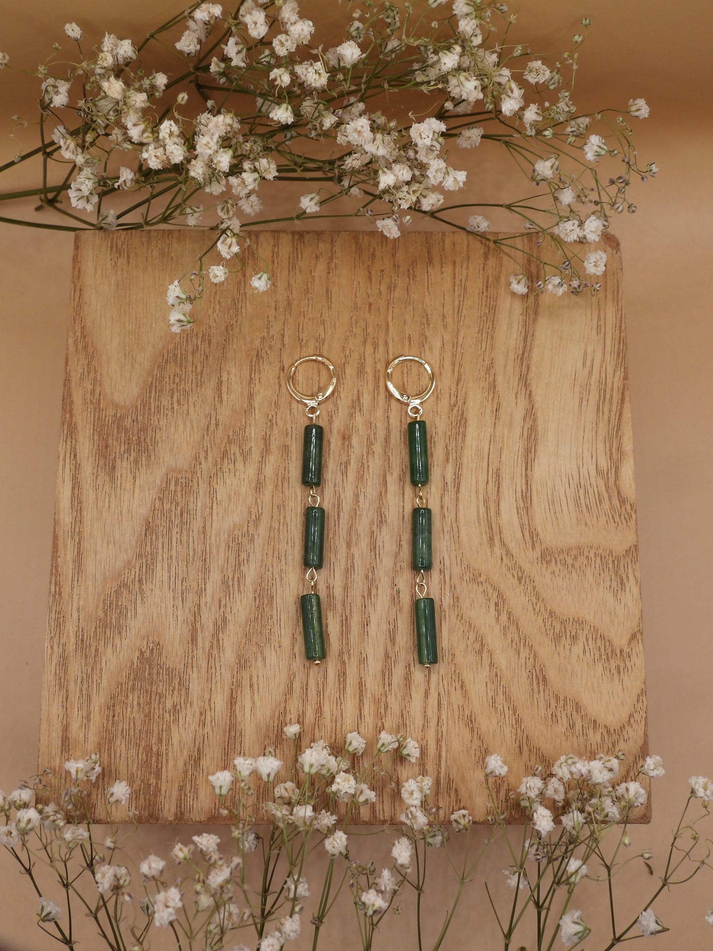 tri gem drop earrings