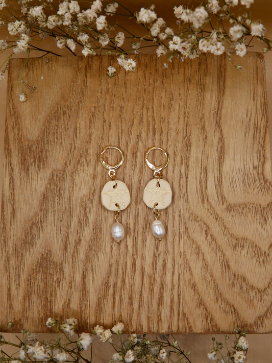 sand dollar pearl earring