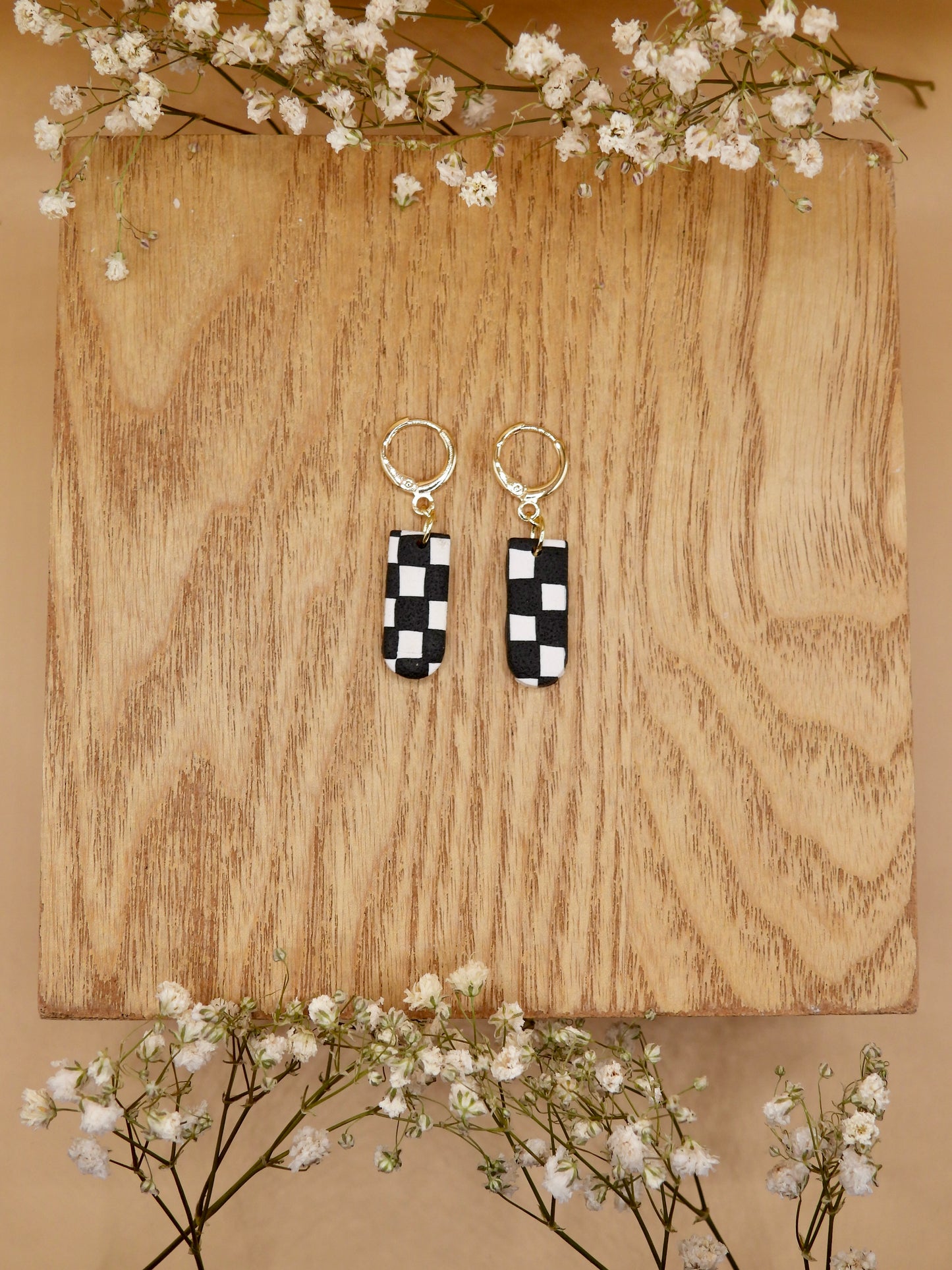 checkered mini earring