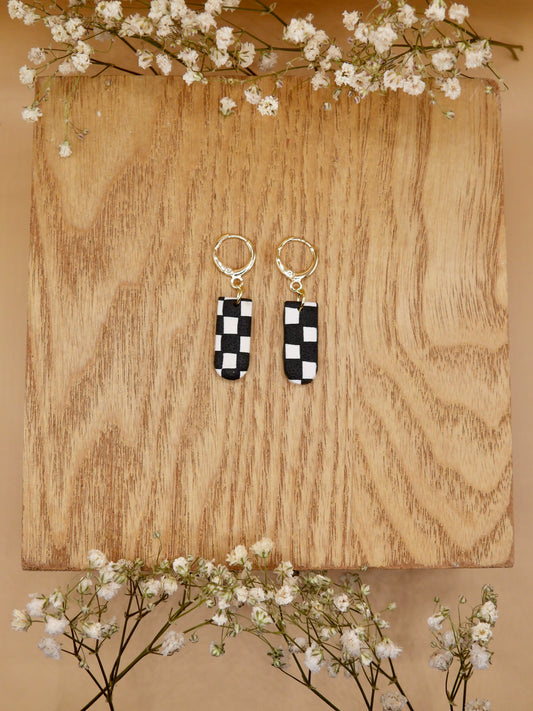 checkered mini earring