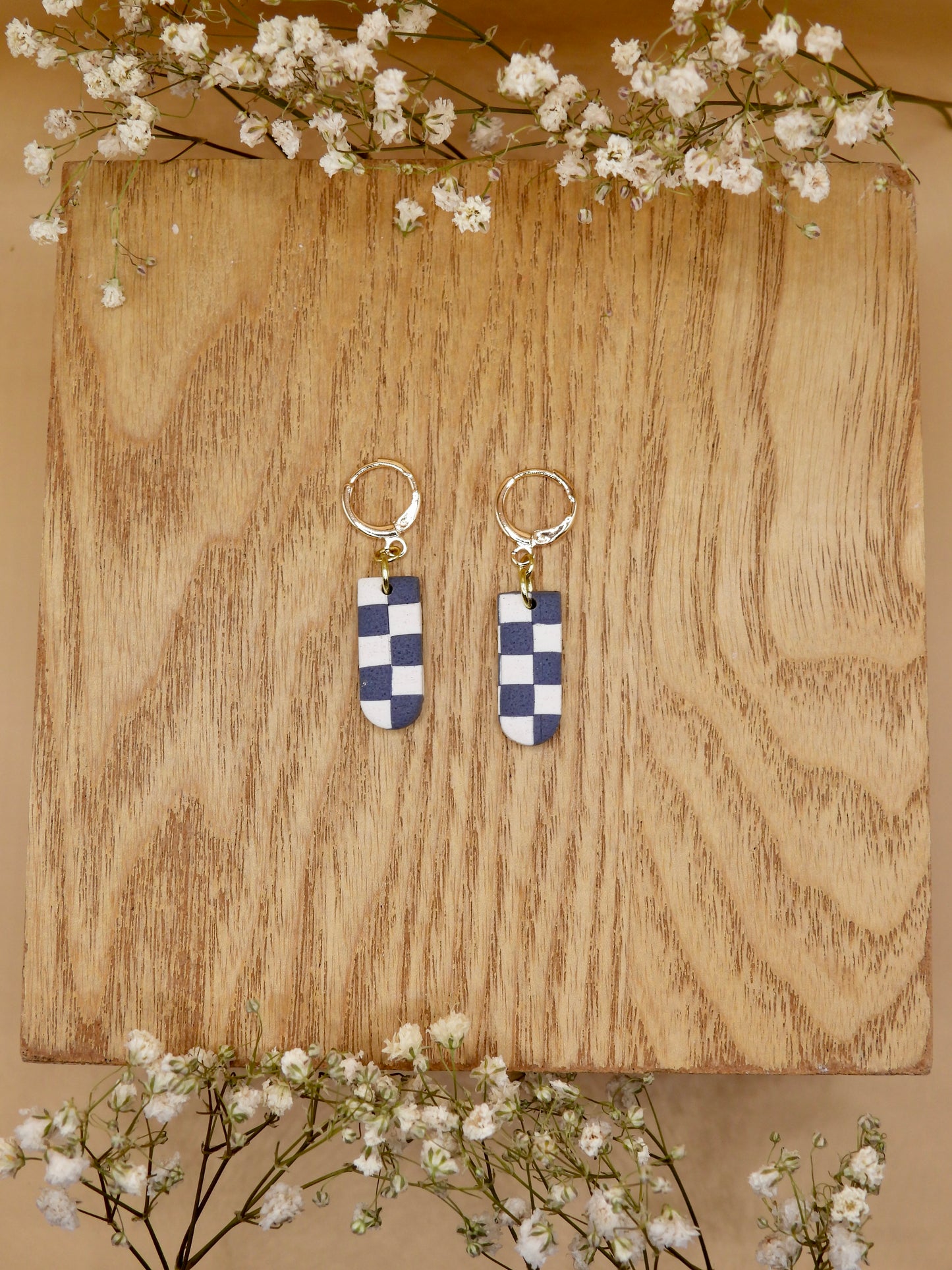 checkered mini earring