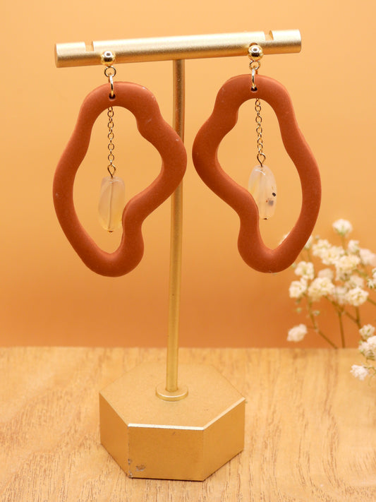 carnelian & clay earring