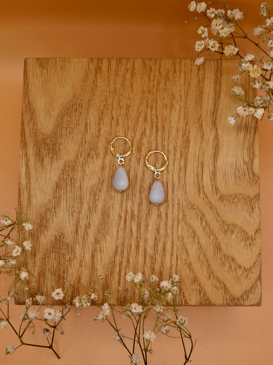 blue lace agate teardrop earring