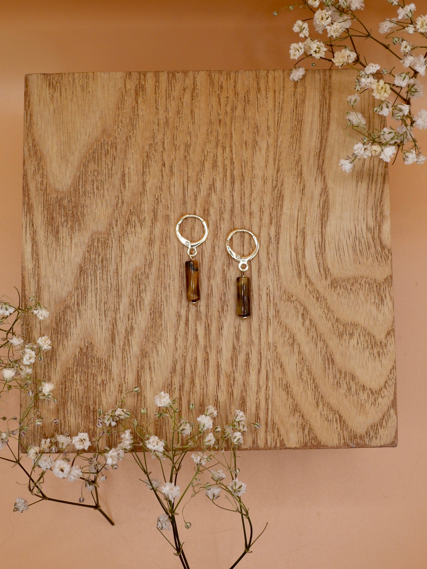 tiger's eye rod earring