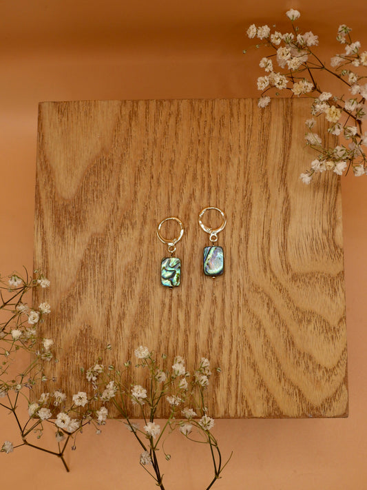 abalone rectangle earring
