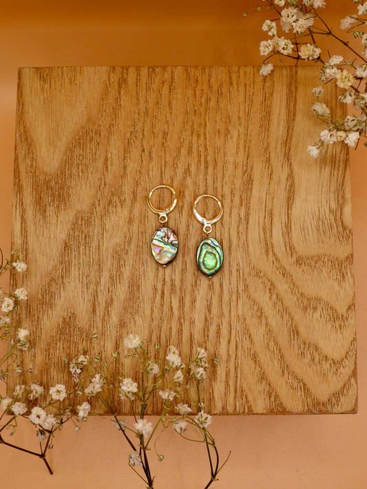 abalone oval earring