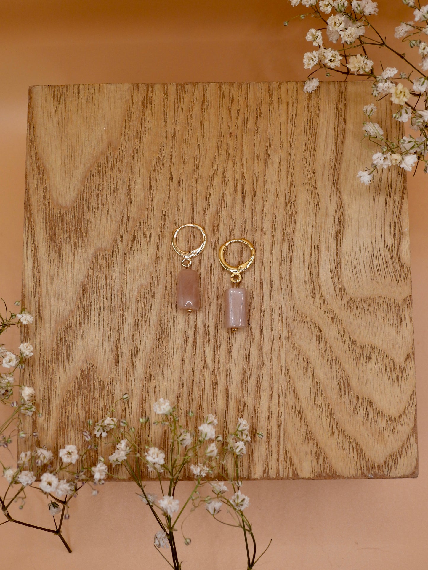 peach moonstone earring