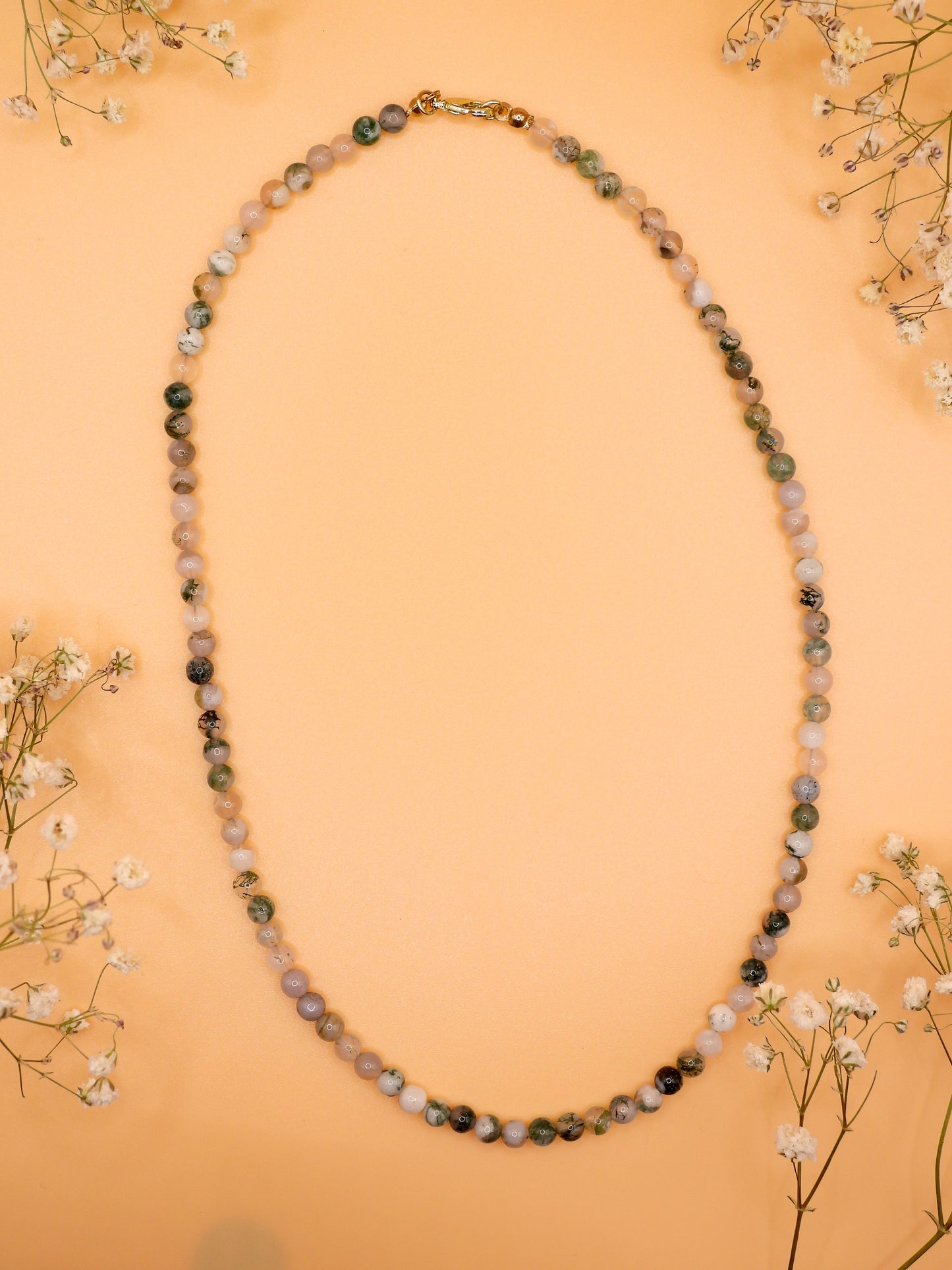 tree moss agate choker necklace