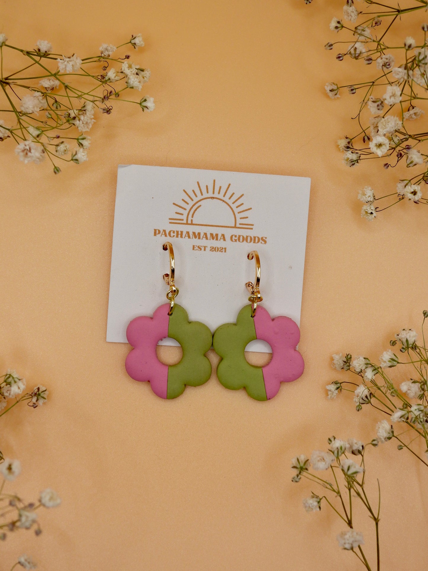 strawberry matcha flower earring