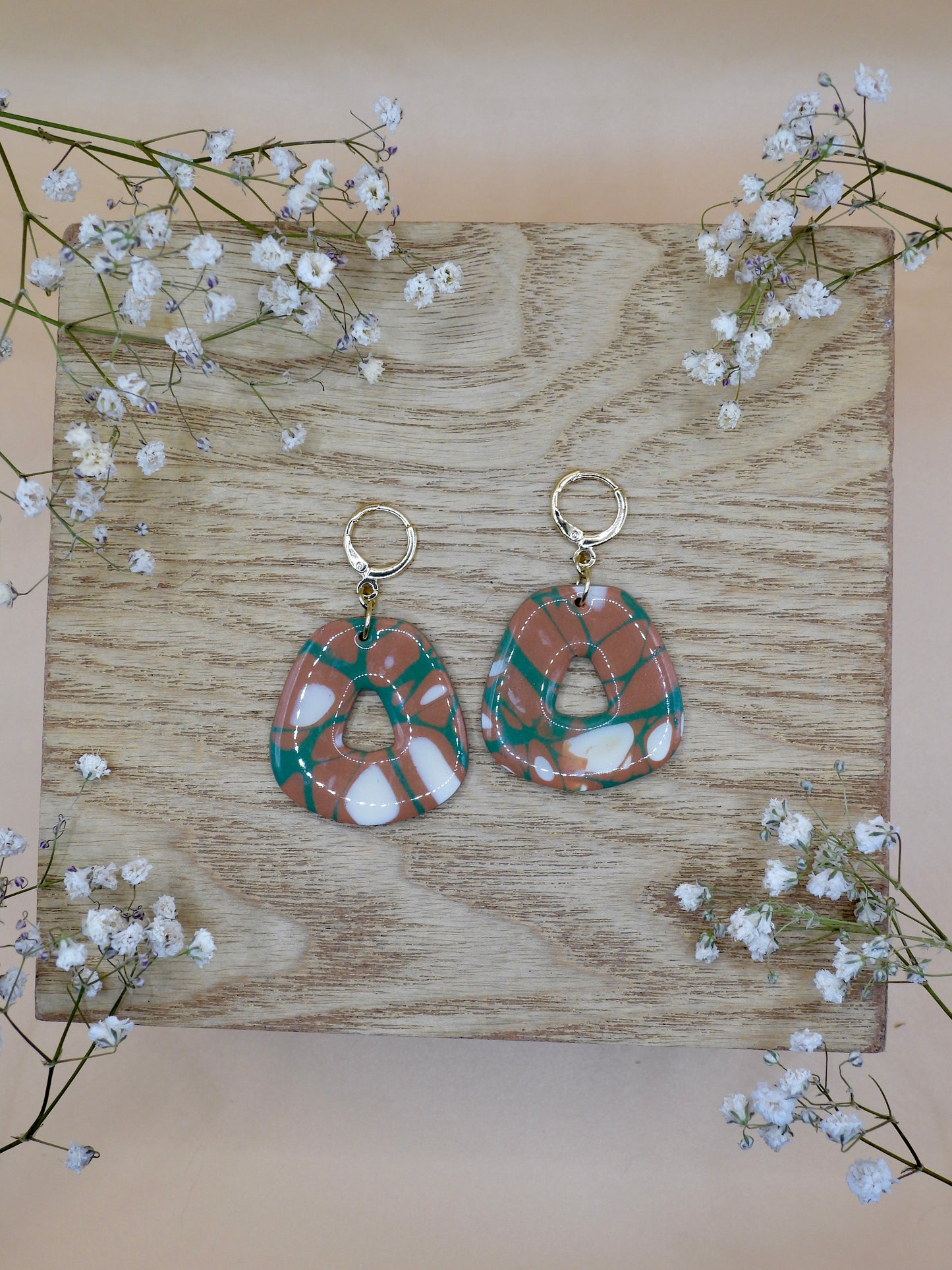 earth mosaic earring