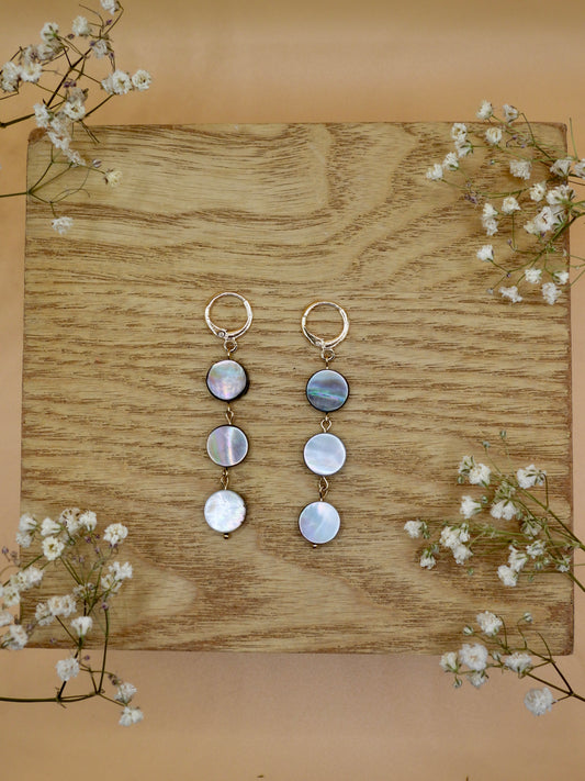 opalescent shell trio earring