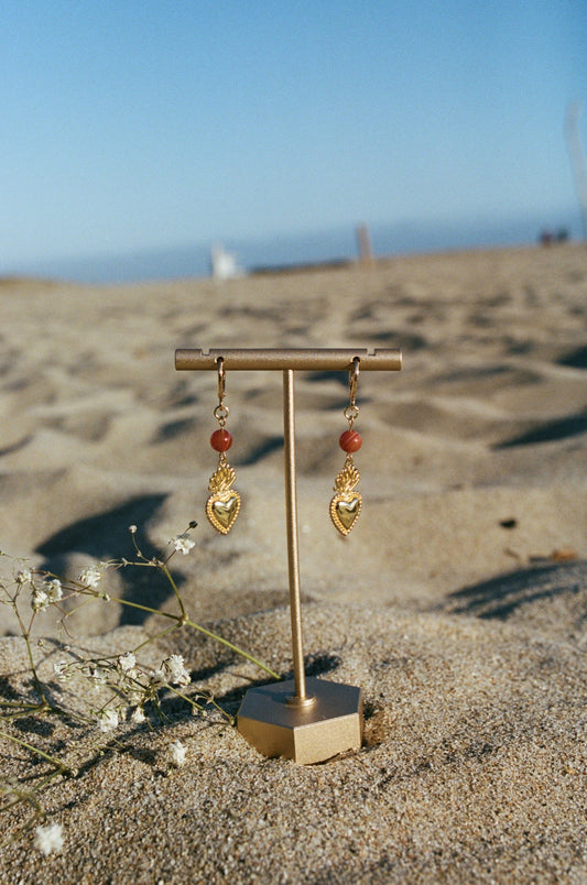 red sardonyx flaming corazon earring